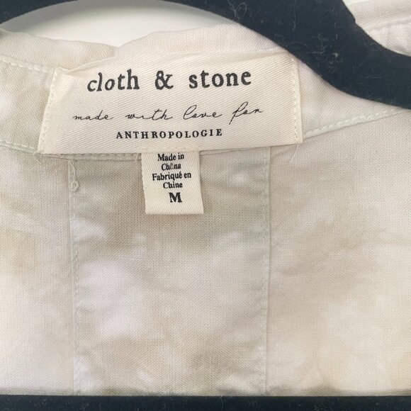 Anthropologie Cloth & Stone Tie-Dye Button Down Shirt – Cream & Brown, Size M - Picture 5 of 8